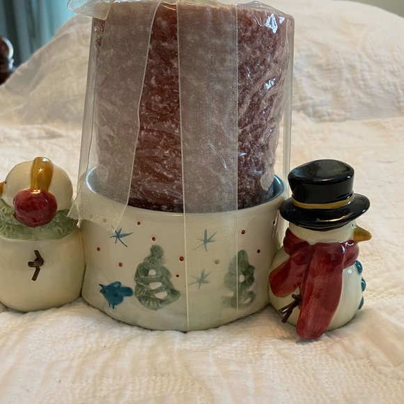 Christmas candle holder with snowman, including candle - Picture 11 of 13